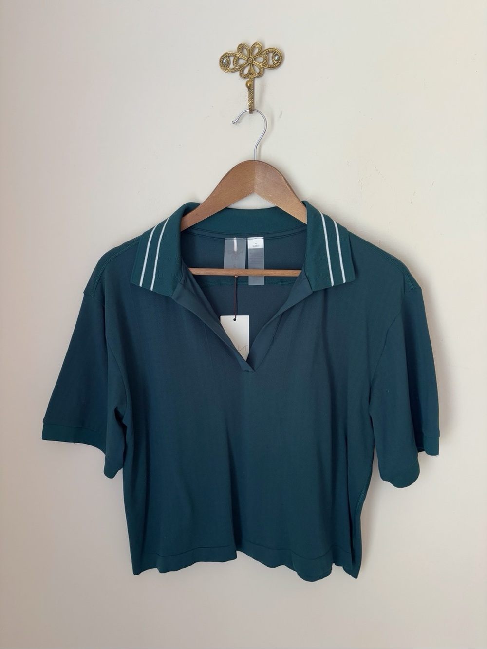 Calia Sea Green Seamless Tipped Polo Shirt Small NEW NWT